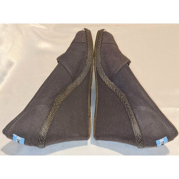TOMS Women's Espadrille Wedge Heels Open Toe Ash Gray Canvas Shoes Size 9.5 - Picture 5 of 8